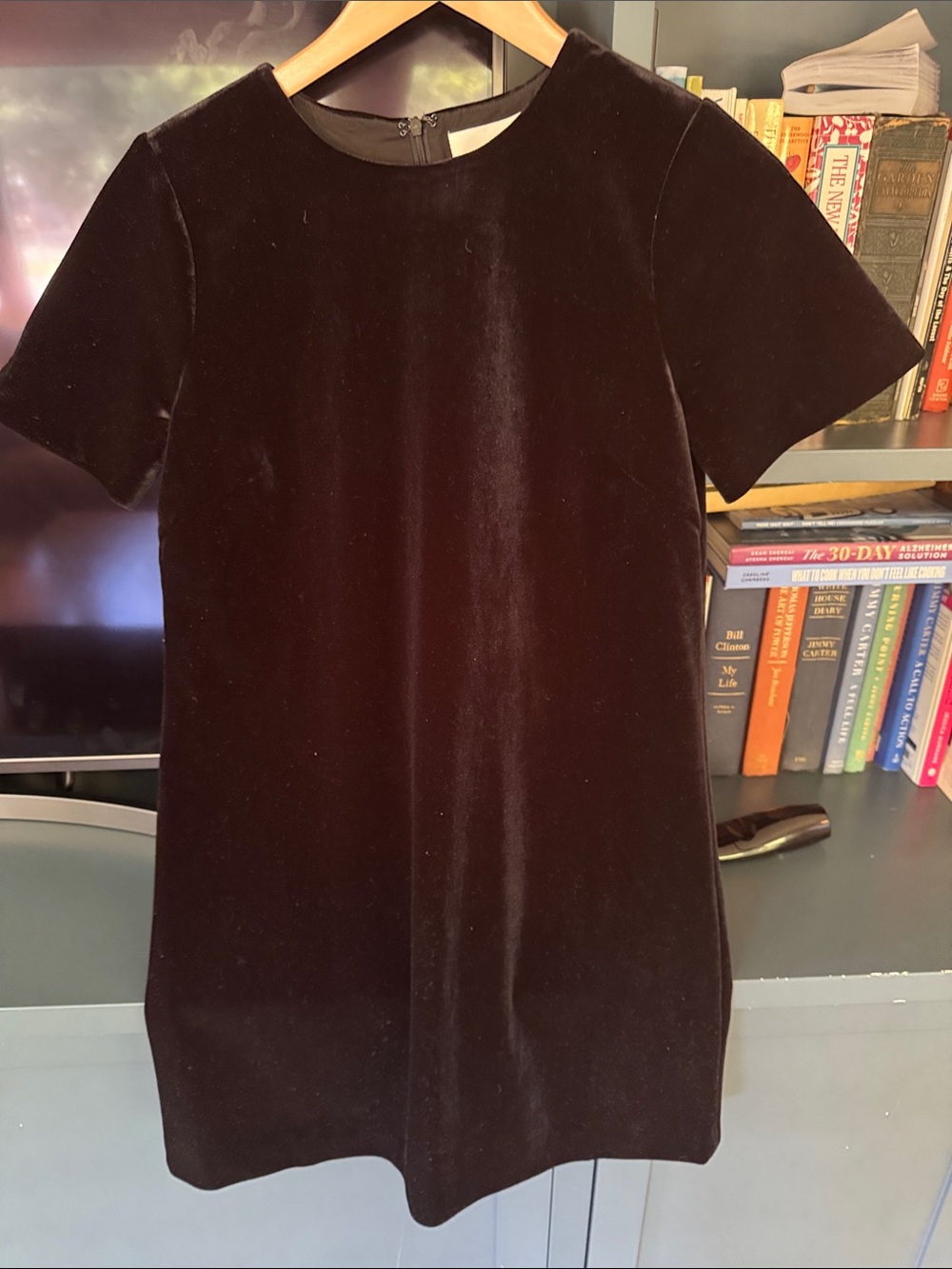 Pomander Place Black Mae Short Sleeve Velvet Dress S NWT